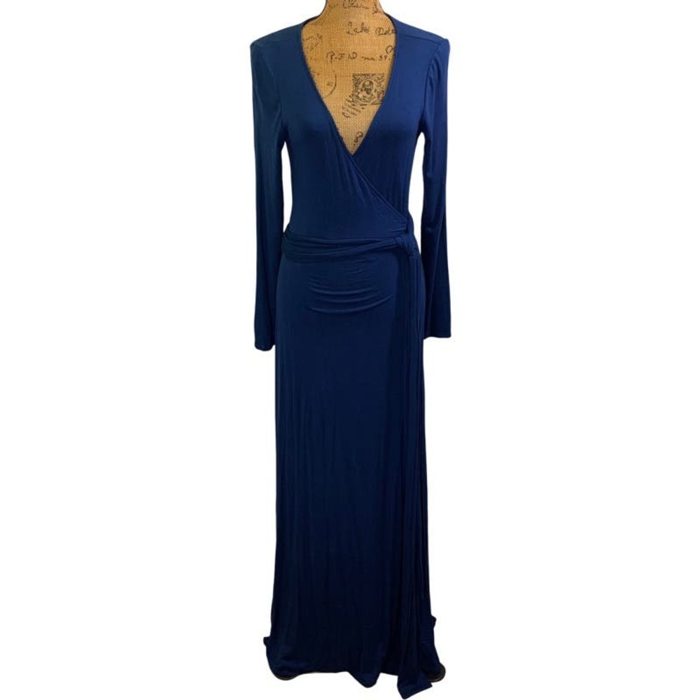 URBAN OUTFITTERS ECOUTÉ Navy Blue Long Sleeve Maxi Wrap‎ Dress